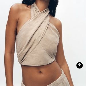 zara cross over top and palazzo pants (two piece)